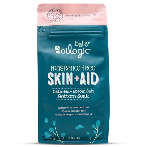 Image of Oilogic Oatmeal Epsom Salt Bath Soak for Babies - Gentle Baby Bath Essentials Soothe & Cleanse Baby Bottoms - Fragrance-Free & Pediatrician-Tested Bathing Skin Care, 16 Oz