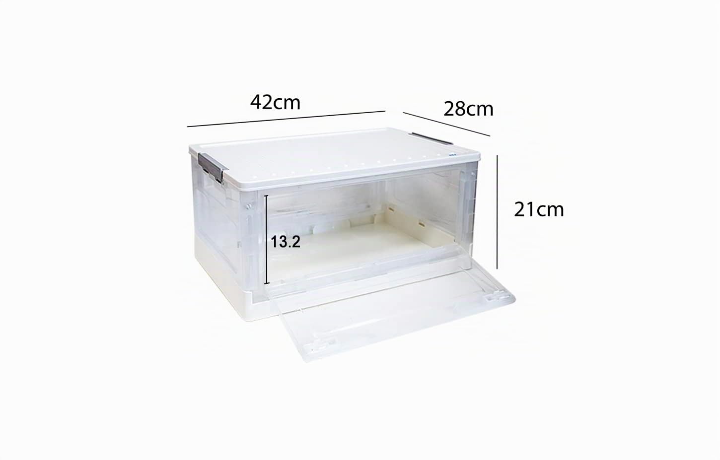 S.I.C SIC Caja de Almacenamiento Plegable Transparente con Puerta Frontal, Cajas de Almacenamiento de Plástico, Organizador para Maletero de Coche, Armarios, Hogar, Oficina (42x28x21 CM, Blanco-2)