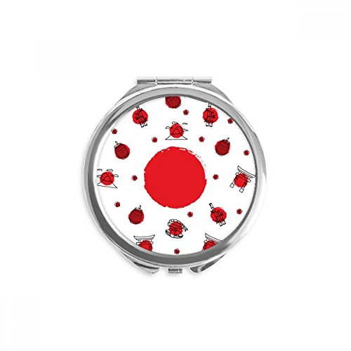 Miroir portable drapeau japonais lanterne idée cadeau culture ronde
