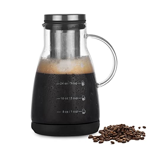 Beowanzk 960 ml Eiskaffeemaschine, Kaltgebrüh-Kaffeemaschine, Kaffeemaschine, tragbare Reise-Camping-Kaffeemaschinen mit Edelstahlperkolator