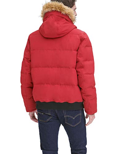 Tommy Hilfiger Men's Arctic Cloth Quilted Snorkel Bomber Jacket, Red, X-Large #TOP1
