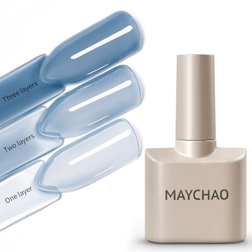 MAYCHAO 15ML Jelly Blue Nail Polish 1Pc Transparent Navy Blue Gel...