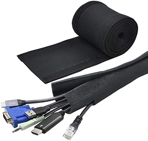 Cable Management Sleeves YOSH 200 cm Neoprene Cable tidy for PC/TV/Desk ,Sleeve Wraps Wires kit Cable Protector chew for Computer/Home Theater/ Entertainment Center/Office Wire Organizer