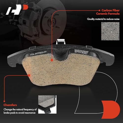 A-Premium Front Ceramic Brake Pads Set Compatible with Volvo S60 2011-2018, XC70 2008-2016, S80 2007-2016, V60 2015-2018, S40 2012, V70 2009-2010 & Land Rover LR2, Range Rover Evoque, 4-Pack by A-Premium - Image 3
