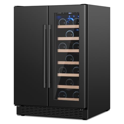 Friduo FRI120D03 Wine And Beverage Refrigerator, 24Inch Dual Zone Wine Cooler, 20Bottles 88Cans Undercounter Black Beverage Fridge cover