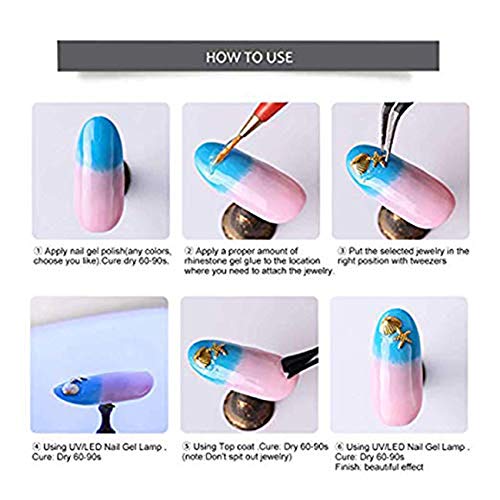 6 Boxes Nail Art Gold Nail Metal Rivets Studs, 3D Nail Punk Star Moon Heart Triangle Square Rivet Gems Jewelry Charm Decals Design Decoration Supplies #TOP4