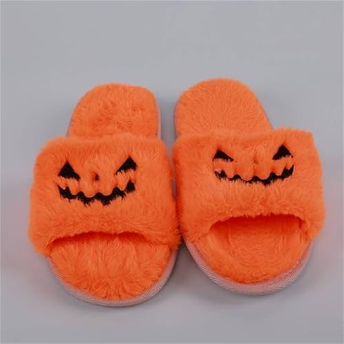 Generic Halloween Slippers, Pumpkin Slippers, Soft Plush Cozy Open Toe Funny Non-Slip Slippers Halloween Gifts3