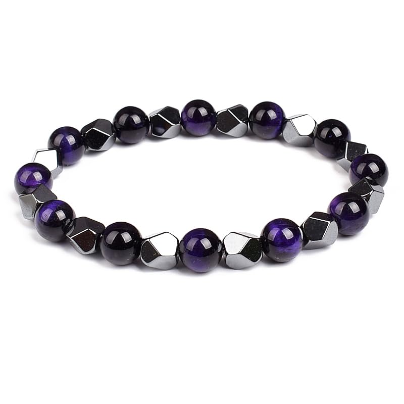 Bracelet couple hématite œil de tigre élastique, finis les bijoux fragiles ou trop petits
