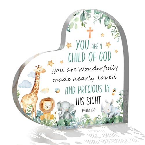 INXENG Baptism Gifts for Boys Catholic Acrylic Sign Plaque - Baptism Gift for Boy, Christening Gifts for Boys Girls Kids, Acrylic Sign Christian Decor for Home Bedroom Desk Shelf