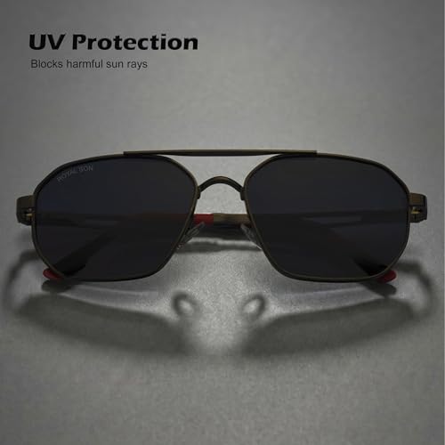 Image of ROYAL SON Polarized Stylish Sunglasses | UV Protection | Branded Retro Square | Classic | Men & Women | Large | SG-RS1114