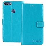 TienJueShi Bleu Flip Premium Retro Business Support � Rabat Cuir Housse Magn�tique T�l�phone Coque pour Lenovo K5 Play 5.7 inch �tui Cas Couverture Protecteur TPU Silicone Cover