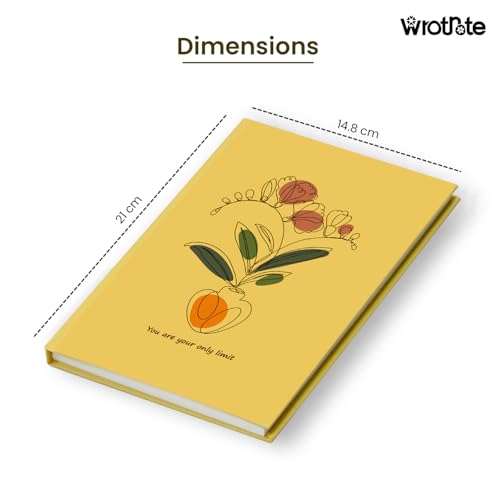 Image of You Are Your Own Limit A5 Diary Notebook, Yellow Beige Hardbound, 200 Ruled Pages 90 GSM, Motivational Diary for Women and Girls