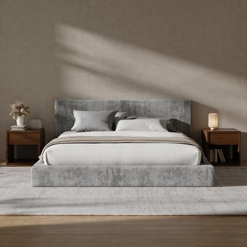Image of RECCI AirFrame Queen Bed Frame with Headboard, Cloud Upholstered Platform Bed Frame, 5 Inch Foam Cushioned, No Box Spring, Easy Assembly(Moon Grey)