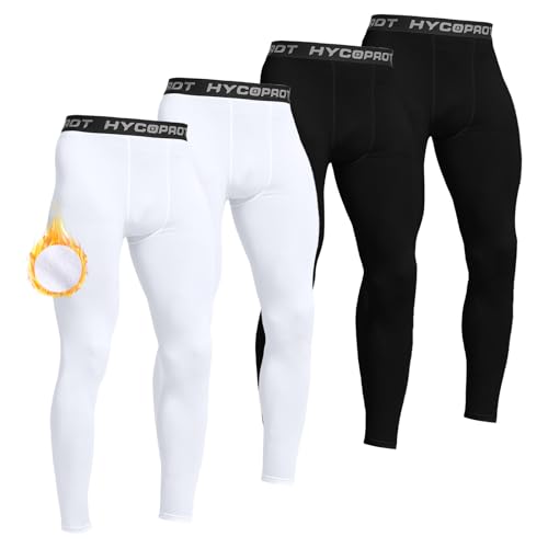 HYCOPROT Men's Thermal Compression Pants, Fleece Lined Athletic Tight Cold Weather Sports Leggings Winter Base Layer Bottoms