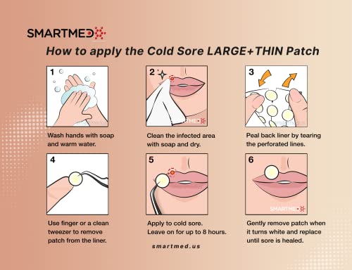 Smartmed Smart Cold Sore Treatment Patch Large Ultra Thin With Lemon Balm 24 Ct - 15Mm #TOP5