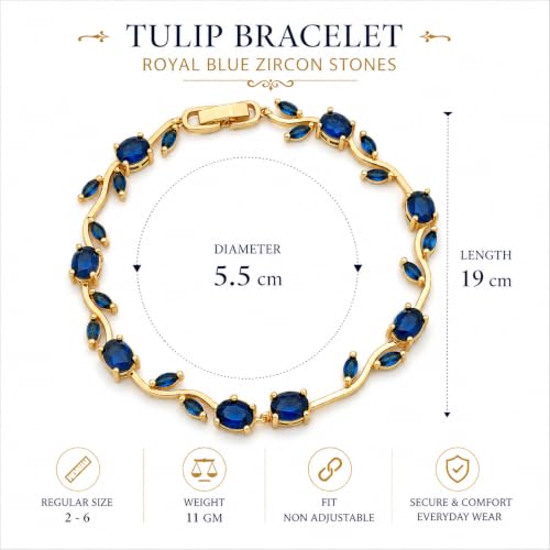 Image of 18K Gold Plated Stylish Chain Bracelet for Women & Girls | Trendy Unique Diamond Tennis Charm Link Tulip Everyday Instagram Viral Jewellery