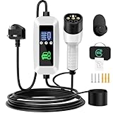 FNITAER EV Charger Cable Type 2 to 3 Pin Plug 2.99kw, 6M, 8/10/13A, Adjustable Current EV Charger,With LED Screen Timing Delay IP66/IP65, With Carry Bag and Type 2 EV Cable Holder for EVs and PHEVs