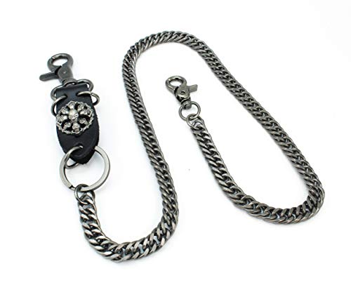 Preisvergleich Produktbild Brieftaschenkette Karabiner Kellnerkette Hosenkette Sicherheitskette Leder Stahl 77cm Wallet Chain