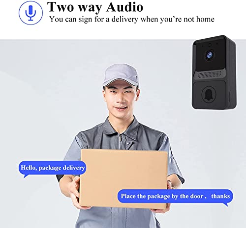 Tedatata Smart Doorbell Ring Camer, Small Wireless Remote Video Doorbell Smart Video Doorbell Home Intercom Hd Night Vision_Wifi Anti-Theft_Doorbell Rechargeable Lithium Battery(Black) #TOP3