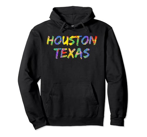 Houston Texas Hoodie Colorful Rainbow TX Pullover Sweatshirt