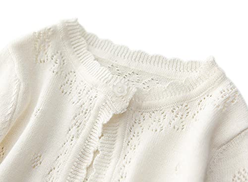 Jwwn Toddler Girls Knit Cropped Bolero Shrug Little Kids Long Sleeve Open Front Cardigan Sweater (White2,12Months) #TOP3