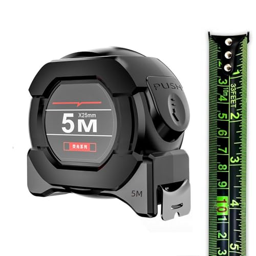 Image of Gadget Hero's 5 Meter Measuring Tape with Auto-Locking and Retracting Feature, Heavy Duty Unbreakable ABS Case with Belt Clip- One-Man Operation, Measure in Inch & Centimeters.