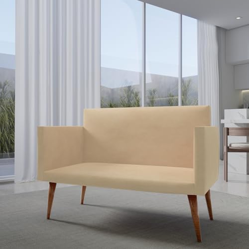 Conjunto Namoradeira e Poltrona Modelo Contemporaneo Veludo Bege