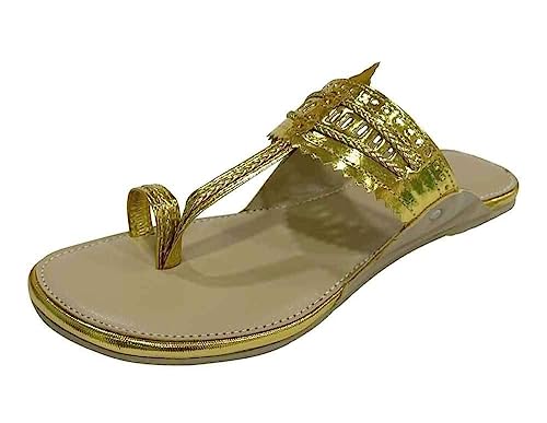 Step n Style Kolhapuri Chappal For Women's Indian Flat Flip Flop Kolhapuri Sandals For Women Ethnic s Casual Mojaris