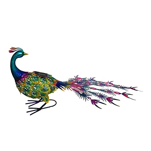 Cya-Décor Metal Peacock Décor Garden Statue With Solar Lights, Standing Peacock Sculptures Metal Yard Art Backyard Lawn Patio Ornament For Outdoor Decoration #TOP7