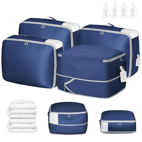 DIMJ Paquete de 4 bolsas de almacenamiento de edredón, bolsas de compresión organizadoras de almacenamiento de mantas, gran capacidad, ultra ahorro de espacio, organización de autocompresión para ropa