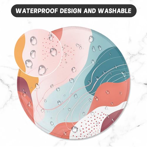 ITNRSIIET Round Mouse Pad with Stitched Edge Premium-Textured Waterproof Non-Slip Rubber Base Desktop Protection Mat Diameter 8.7 inches, Art Style Pattern - Thumbnail 5