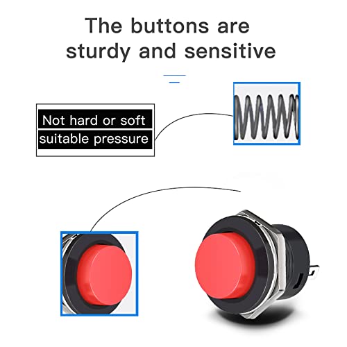 24Pcs 16MM Momentary Push Button on Off Switch Assorted Red Green Yellow Blue White Black,3A 250V AC 2-Pin Self-Resetting Mini Round Switch by lkelyonewy - Image 7