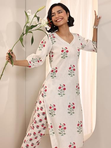 Image of Libas Printed Cotton Straight Kurta with Trouser