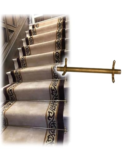 Soporte de barra pulida ajustable para alfombras de escaleras con extremos rematados latón brillante