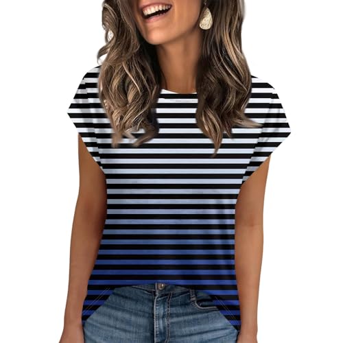 Womens Cap Sleeve Summer Tops Business Casual T Shirts Dressy Spring Fashion Outfits Cute Trendy Clothes