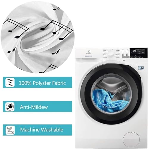 Rideau de douche polyester au motif notes de musique pour salle de bain
