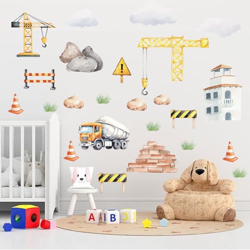 Vinilos decorativos vehículos de construcción para pared miniatura 3