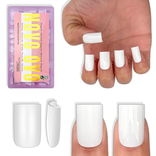 NOVO OVO Short Sharp Square Nail Tips Press on Pure