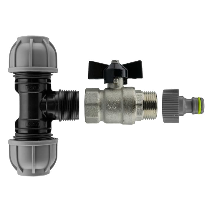mdpe Compression Water Supply Pipe Fitting to Metal Butterfly Valve-Universal Click-Lock Hose Connection kit,for 20mm,25mm or 32mm Pipe (25mm tee) - Image 2