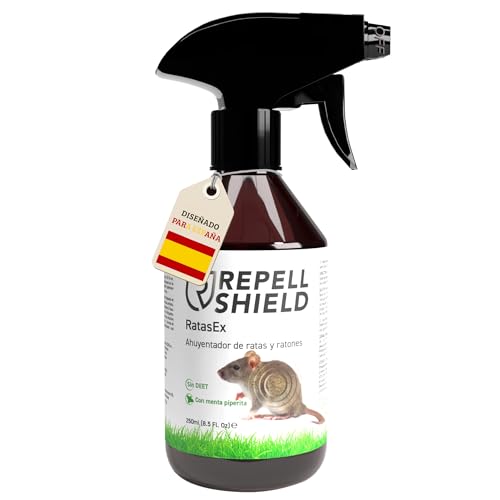 RepellShield® Repelente Ratas y Ratones - Anti Roedores Natural para Coche y Hogar -250ml- No Mancha, Uso Interior y Exterior - Aceite de Menta - Ahuyentador de Ratas Seguro para Niños y Mascotas