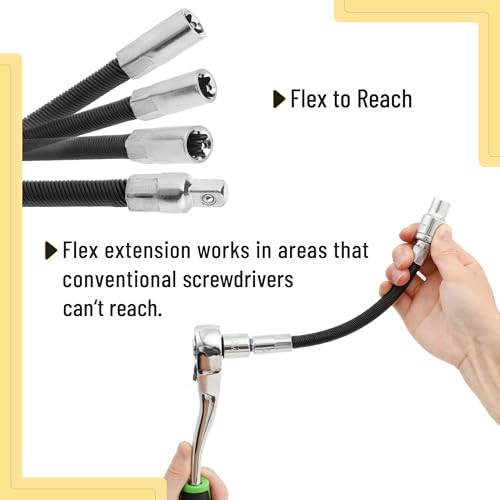 Bates Choice Bates- Flexible Extension Bar Set, 2 Pcs, 1/4 Inch & 3/8 Inch Drives, Flexible Drill Bit Extension, Flexible Socket Extension thumb #2