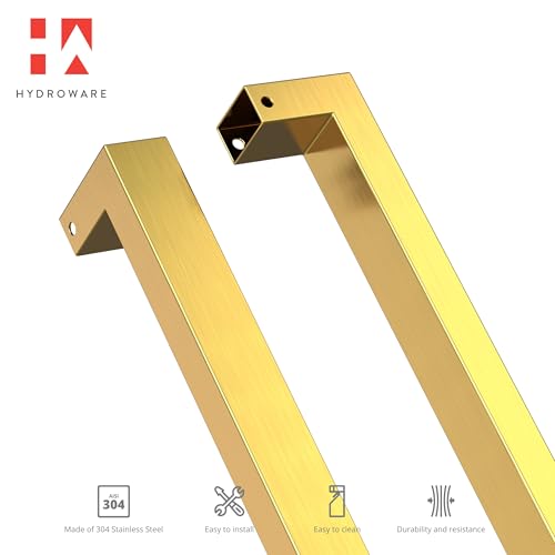 HYDROWARE Modern Contemporary Long Stainless Steel Push Pull Door Handle for Home Entrance Glass Shower Wooden Barn & Office Store Shop Doors - CELEZ Model - Square (Brass Gold, 60 Inch) by HYDROWARE - Image 6