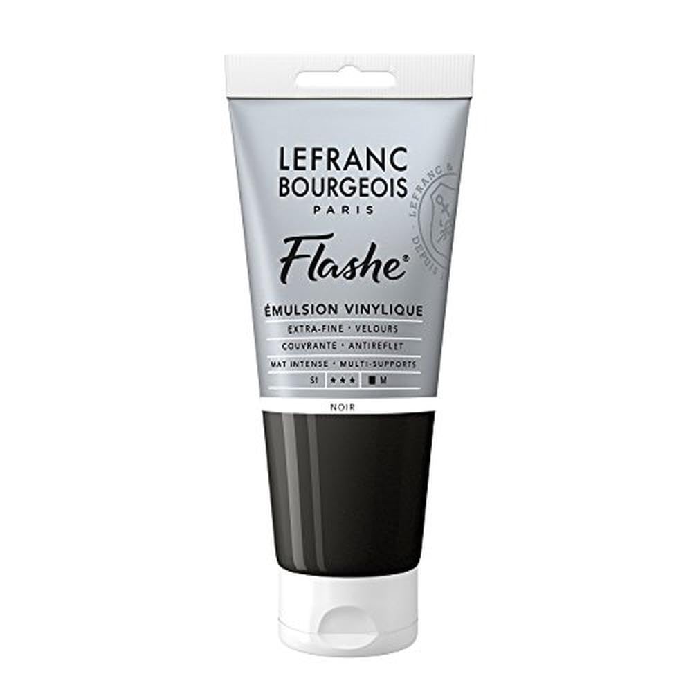 Lefranc Bourgeois Flashe, Extra-Fine Acrylic Vinyl Emulsion, Artists Quality, Black, 80ml Tube