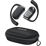 Open Ear Earbuds Ear Buds Bluetooth Headphones Wireless 80Hrs Playtime, Over Ear Sports Earbuds with Earhook & Zipper Case, 16.2mm Stereo Sound for Running/Gym, Lanyard Design Black