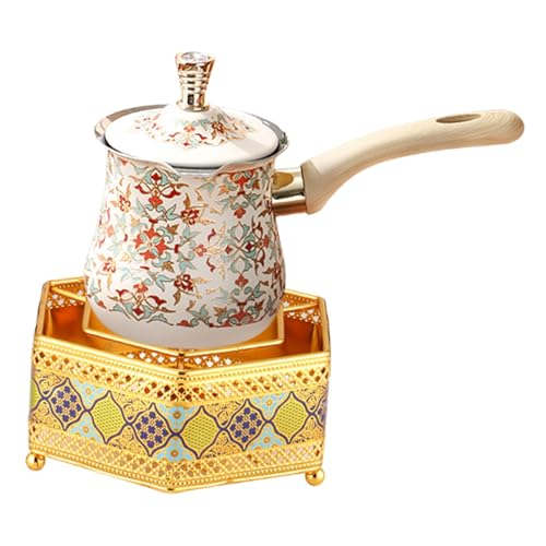 Gcljlmy Scaldacaffè turco, teiera con manico in legno, brocca multiuso per il latte e il burro per la casa del tè, 900 ml (900 ml)