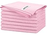 FIXSMITH Pink Microfiber Cleaning Cloth -Pack of 8, Highly Absorbent Cleaning Rags, 16"X12" All Purpose Cleaning Towels for Housekeeping, Kitchen, Car, Lint Free and Reusable Microfiber Towels