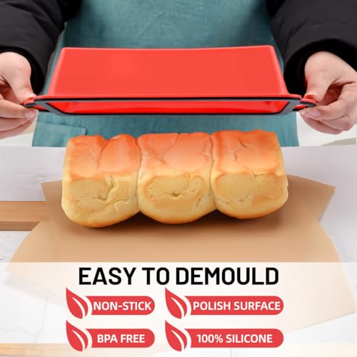 CAKETIME Silicone Bread Loaf Pan, Metal Reinforced Frame Nonstick BPA Free 9.9x4.8x2.3 inch Loaf Pan for Homemade Loaf, Bread, Meatloaf,Cake - Image 6