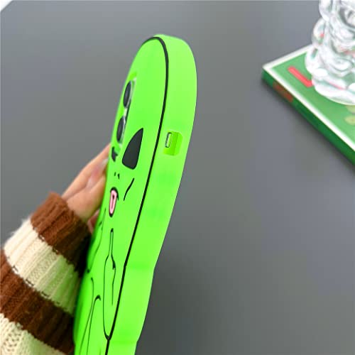 Cartoon Funny Design Iphone 14 Pro Max Case, Cool Funny Soft Silicone Case For Iphone 14 Pro Max Case, Compatible With Men's And Women's Iphone 14 Pro Max Cases, Kawaii 3D Phone Case (Green Alien) #TOP2