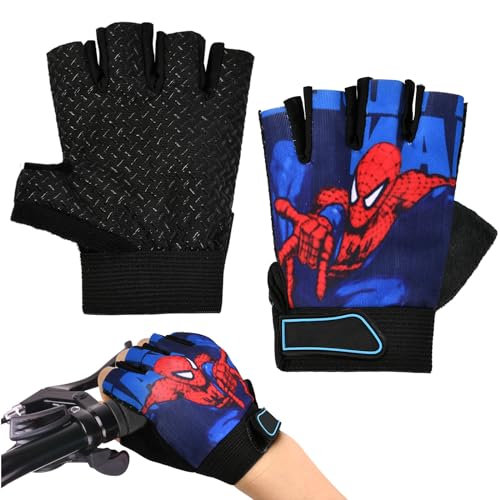XIAGAW Guantes Bicicleta Niño, Guantes de Ciclismo para Niño, Guantes Ciclismo Niño Verano, Guantes de Ciclismo Medio Dedo para Niños, Guantes Infantiles para Ciclismo, Escalada, Skate (B)