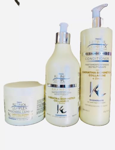 Set Shampoo Balsamo Maschera Capelli Con Cheratina Biomimetica E Collagene